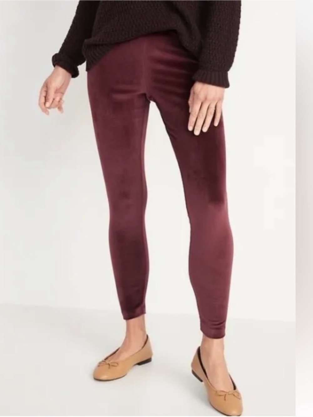 NWOT Old Navy High Waist Plush Velour Leggings - Burgundy